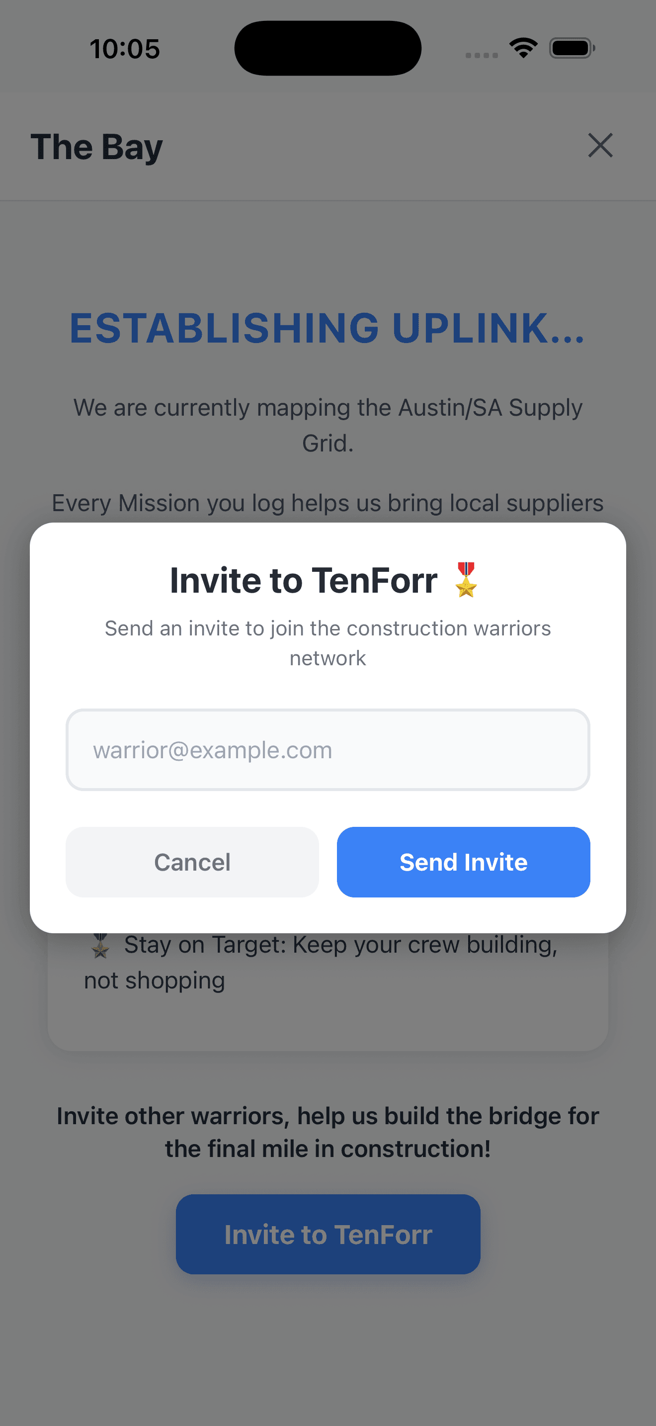 TenForr app screen